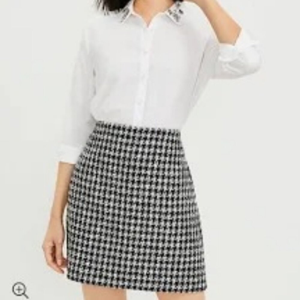 LOFT Monochrome Checkered Knee  Skirt (pic similar style)